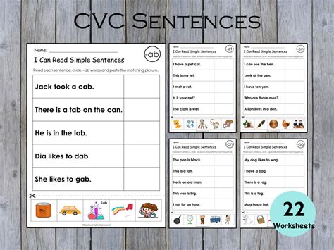 Simple Cvc Sentences Worksheets With Phonics For Reading Practice