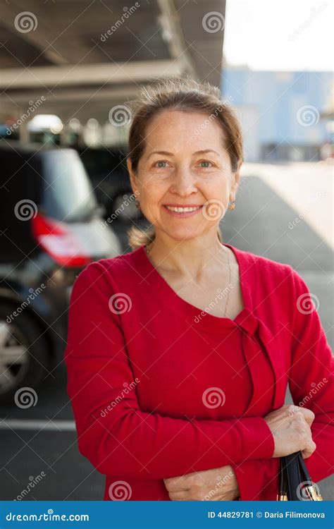 Mature Woman At Parking Stock Image Image Of Female