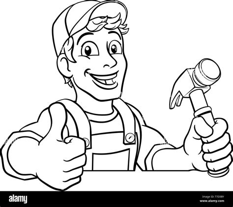 Handyman Hammer Cartoon Man DIY Carpenter Builder Stock Vector Image