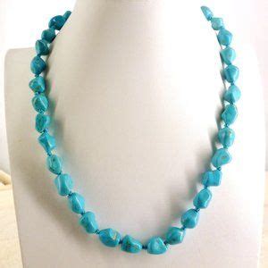 Jewelry Southwestern Necklace Faux Turquoise Nugget Hand Knotted