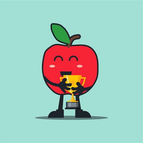 Premium Vector Apple Cute Mascot Cartoon Character