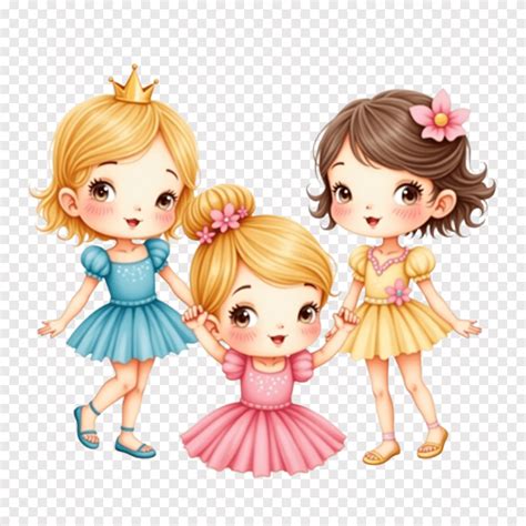 Princesas Cute Aquarela Png - Princesas Cute em Aquarela: Encanto e Magia em Cores Suaves PNG