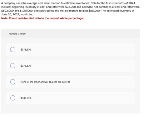 Solved A Company Uses The Average Cost Retail Method To Chegg