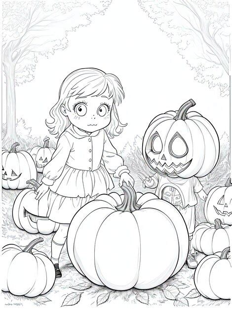 Premium AI Image | Halloween LineArt Coloring Book Spooky Fun Awaits