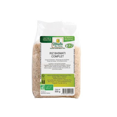 Riz Basmati Complet Bio 500g Boutique Naturline