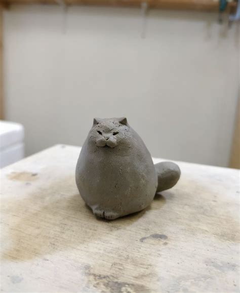 Clay Cat Kil Heykel Seramik Heykel Heykel