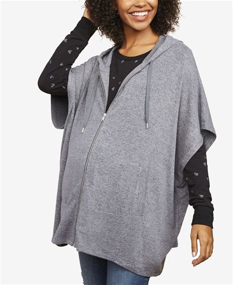 Motherhood Maternity Short Sleeve Zip Front Hoodie Macys