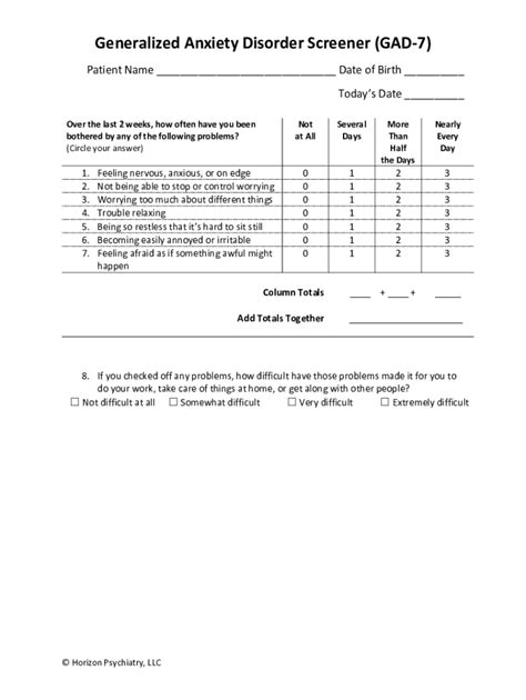 Fillable Online Score Sheet GAD 7 Anxiety And PHQ 9 Depression Fax