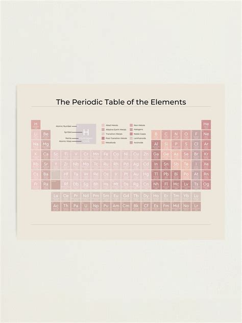 The Periodic Table Of The Elements Peony Pink On Sand British