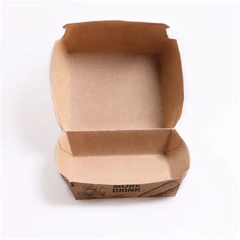 Custom Printed Fast Food Burger Box Eco Friendly Folded Kraft Paper