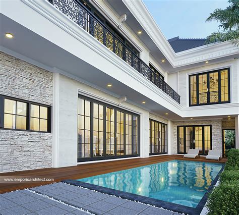 Desain Tampak Detail Belakang 1 Rumah Classic 2 Lantai Ibu Iin Di