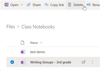 Eliminare Un Blocco Appunti Della Classe In Onedrive Supporto Tecnico