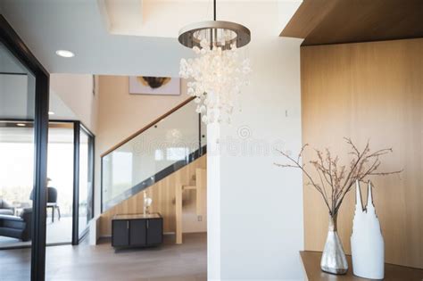 Modern Chandelier In A Luxury Home Entry Stock Photo Image Of