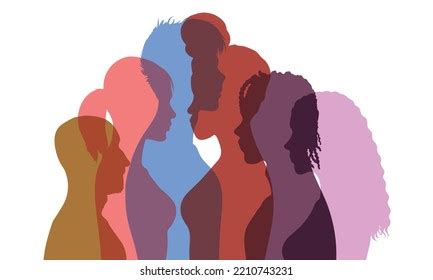 Flat Cartoon Portrait Illustrating Social Pluralism Stock Vector