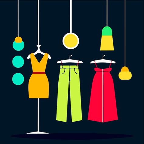 Premium Vector Clothes Hang On A Hanger Illuminated By Lamps Fashion