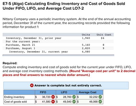 Solved E Algo Calculating Ending Inventory And Cost Of Chegg