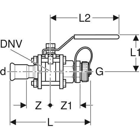 Geberit Mapress Stainless Steel Ball Valve With Actuator Lever And Hose