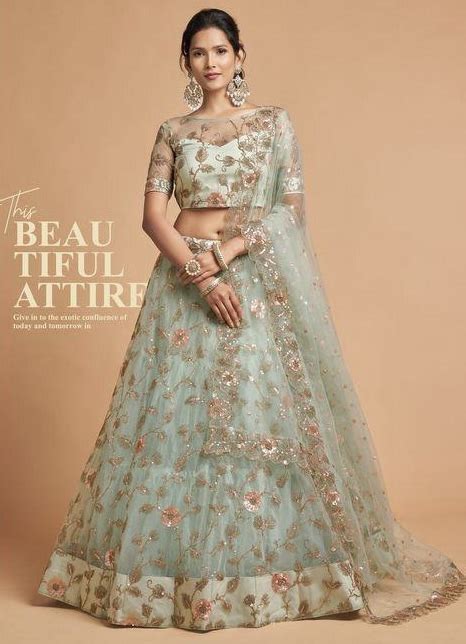 Sky Blue Net Sangeet Lehenga Lehengas Designer Collection