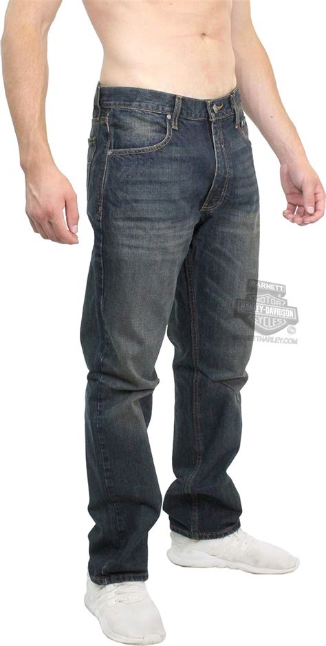 Harley Davidson Men S Modern Straight Jeans Dark Wash Denim 99004 15vm 40 32 Blue