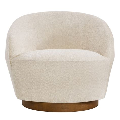 Olwen Boucle Upholstered Swivel Barrel Chair Foter