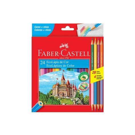 Lápis de Cor Faber Castell Sextavado 24 Cores e 1 Apontador Le