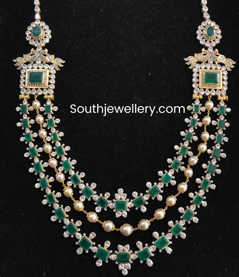 CZ Emerald Layered Haram Indian Jewellery Designs