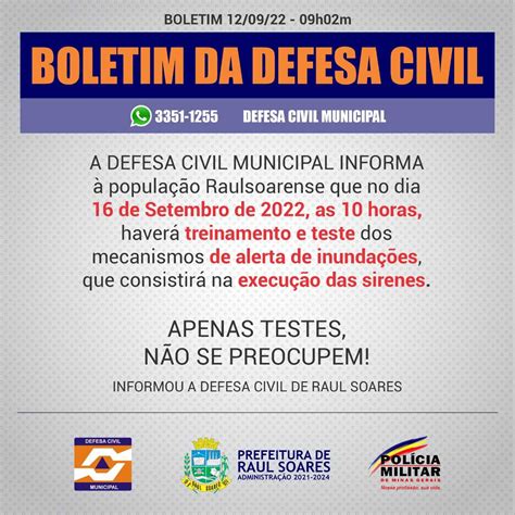 Prefeitura Municipal De Raul Soares BOLETIM DA DEFESA CIVIL