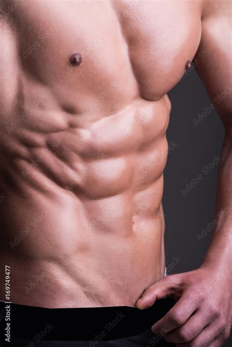 Man Bodybuilder Muscular Guy Male Model Athletic Man With Chest Abs Six Pack Naked Torso