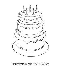 Birthday Cake Sketch Hand Drawn Birthday Stock Vector (Royalty Free ...