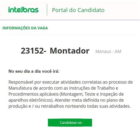 Montador De Linha De Produ O Para Trabalhar Na F Brica Da Intelbras