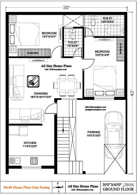 30X40 North Facing House Plans