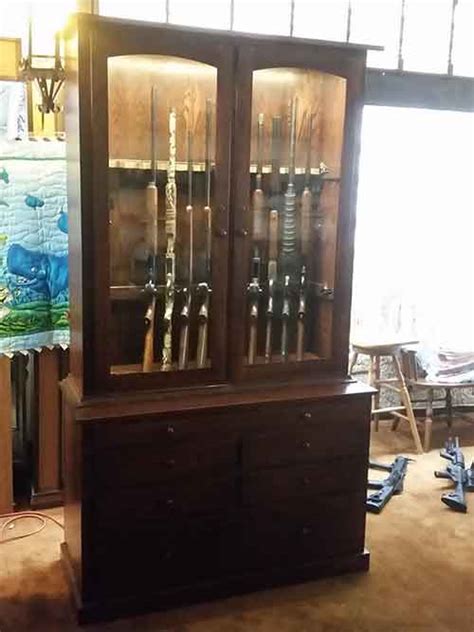 12 Gun Plain Shaker Style Gun Cabinet With Cleaning Shelf Amish Custom Gun Cabinets