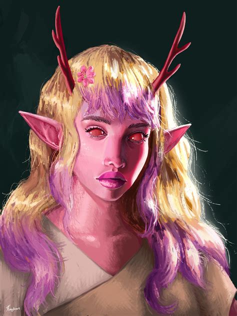 Art I Was Commissioned To Draw This Colourful Tiefling Druid Rdnd