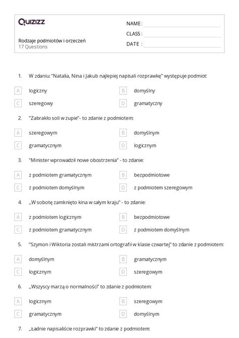 Ponad Pisanie Rozprawki Arkuszy Roboczych Dla Klasa W Quizizz