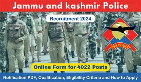 JK Police Recruitment 2024 PDF Online Form For Constable 4022 Posts