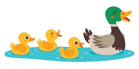 Cartoon Illustration Of Mother And Baby Ducks 13480845 Vector Art At