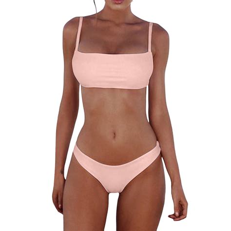 FVWITLYH High Waisted Bikini Set Womens High Cut Thong Bikini Set