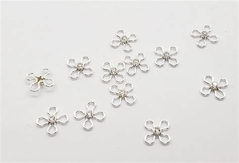 Sterling Silver Flower Connector W Cz Pc Intheworksbeads