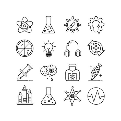 Science And Research Icon Set Vector Illustration Premium AI