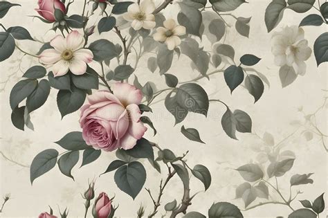 A Seamless Pattern Of Faded Floral Wallpaper Stock Illustration