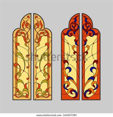 Doors Stained Glass Vector Stock Vector Royalty Free 564607384 Shutterstock