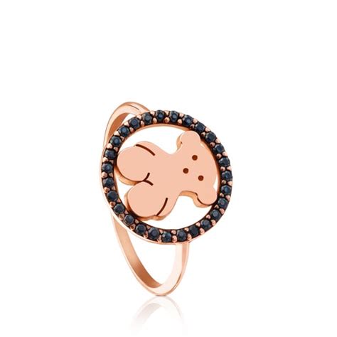 Anillo De Plata Vermeil Rosa Con Espinela Motivo Oso Mm Camille Tous