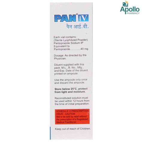 Pan Iv Injection 1s Price Uses Side Effects Composition Apollo