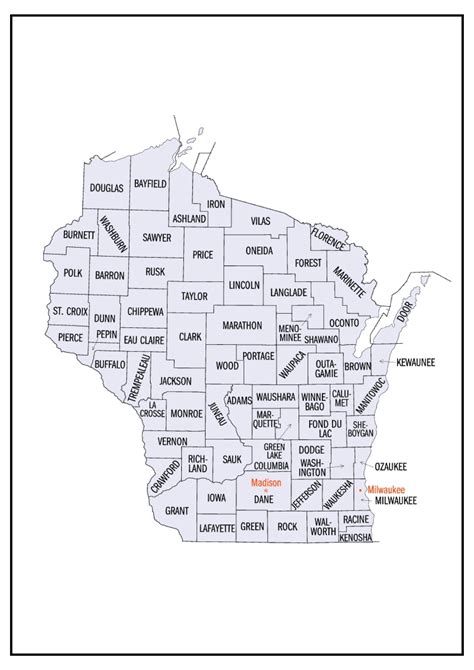 Wisconsin County Map [Map of Wisconsin Counties and Cities]