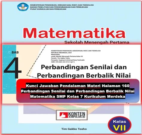 Kunci Jawaban Pendalaman Materi Halaman 160 Perbandingan Senilai Dan