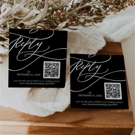 Romantic Calligraphy Black Qr Code Wedding Rsvp Enclosure Card Zazzle