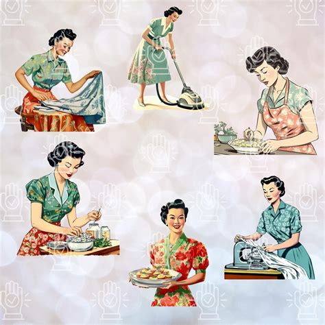 Clip Art 1950 Retro Mom Asian Mother Homemaker Housewife Asian Mom