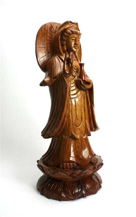 Estatua De Guanyin Gran Tallado En Madera Cm De Altura Etsy