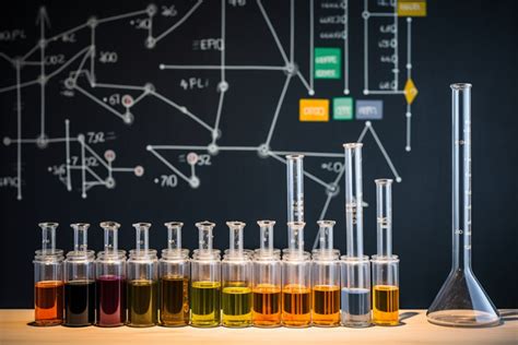 Various Types Of Test Tubes Are Displayed In Front Of A Chalkboard