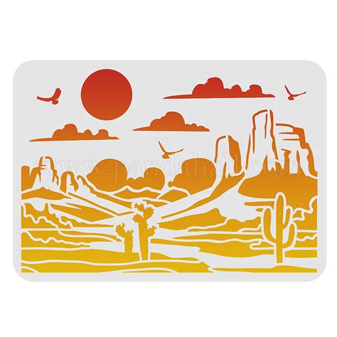 Wholesale Fingerinspire Desert View Stencils X Cm Plastic Gobi